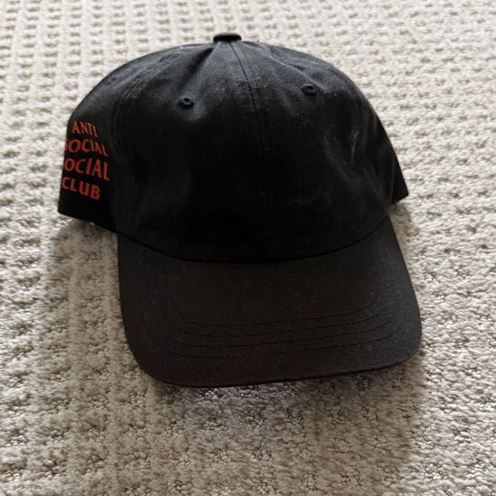 Anti Social Social Club Black Cap with Orange Logo